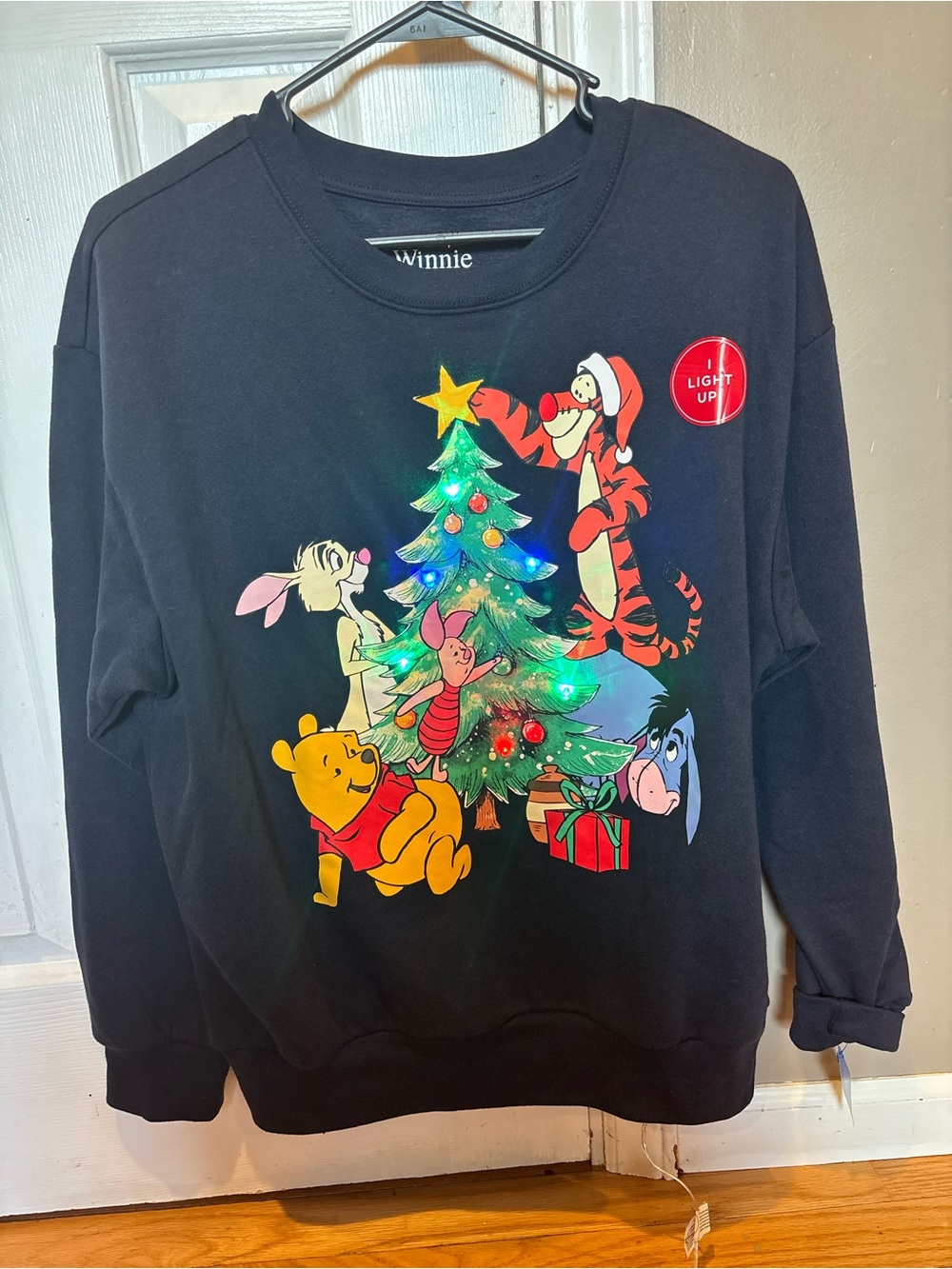 Disney Winnie the Pooh Light-Up Holiday Sweatshirt Size Small NWOT